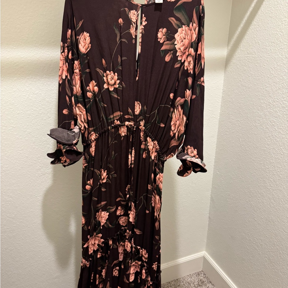 H&M Dark Floral Long Sleeve Dress